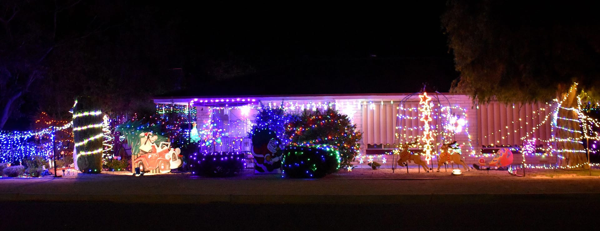 House lights at christmas on santas walk in Loxton